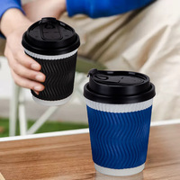 Gobelet à café en papier jetable, isolé, écologique, biodégradable, anti-fuite, à double paroi, de qualité alimentaire, pour les fêtes