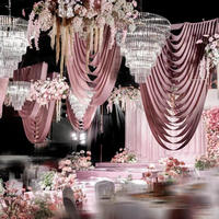 Décorations de scène de mariage modernes - Drapage de plafond en tissu ondulé - Taille et couleur personnalisées