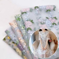 Tissu brodé à motif floral et dentelle, nouveau design, pour robe Hanfu et jupe de fille - Vente chaude