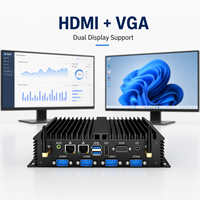 PC Mini Industri Tanpa Kipas Berkualitas Tinggi Baru Intel I7 5500U DDR3 32GB Dual Core 6 Port COM RS232 RS485 Dual LAN WiFi