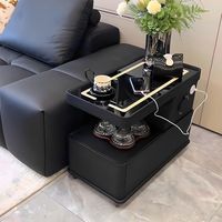 Table basse rotative mobile moderne de style italien minimaliste pour petits appartements, table de canapé en bois, chariot pour