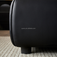 116112 Quanu nouveauté luxe avancé en cuir véritable Design cadre de lit Double luxe en cuir noir plate-forme lit