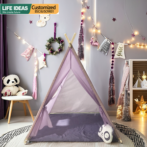 Tente Tippee d'intérieur d'usine OEM Panda Drapeaux à cadre en bois de pin Grande tente tipi pour enfants - Product Image 5
