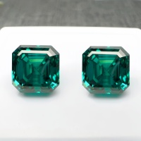 Moissanite de laboratoire de haute qualité, taille Asscher, couleur vert émeraude, clarté VVS, 0,5 à 3,0 carats, pierre lâche, effet de jeu de couleurs/feu, troisième qualité