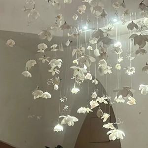 Rustics Design personnalisé salon éclairage décoratif fleurs colorées Style Art verre pendentif longue <span class=keywords><strong>suspension</strong></span> de lampe suspendue - Product Image 2