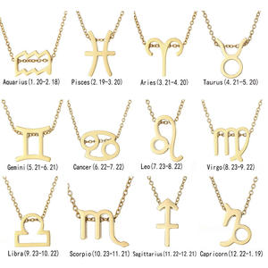 สร้อยคอสแตนเลส12ราศี,สร้อยคอไพ่ทาโรต์ส่วนบุคคลชุบ14K เครื่องประดับสำหรับผู้ชายและผู้หญิง - Product Image 2