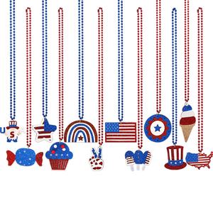Approvisionnement d'usine Prix attractif Collier de perles en <span class=keywords><strong>plastique</strong></span> Collier léger de fête du jour de l'indépendance - Product Image 1