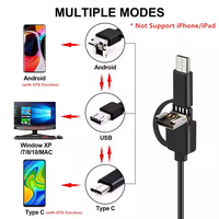 Câble de 1 m, endoscope à objectif unique de 8,0 mm, caméra d'inspection 3 en 1 USB/Micro USB/Type-C pour ordinateur Android