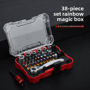 Jeu de douilles de précision RTS 38 pièces OEM Rainbow Magic Box, tournevis à cliquet en acier Cr-V, coffret en plastique, kit d'outils professionnel - Product Image 2
