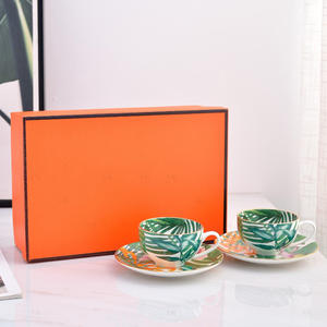 Nouvelle conception, luxe nordique, ensemble de 2 tasses et soucoupes, tasse à café en porcelaine osseuse - Product Image 3