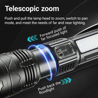 Lampe torche tactique LED à zoom longue portée BL-A80 1000 lumens, rechargeable par USB, alimentation CC, corps en alliage d'aluminium, forte luminosité, camping
