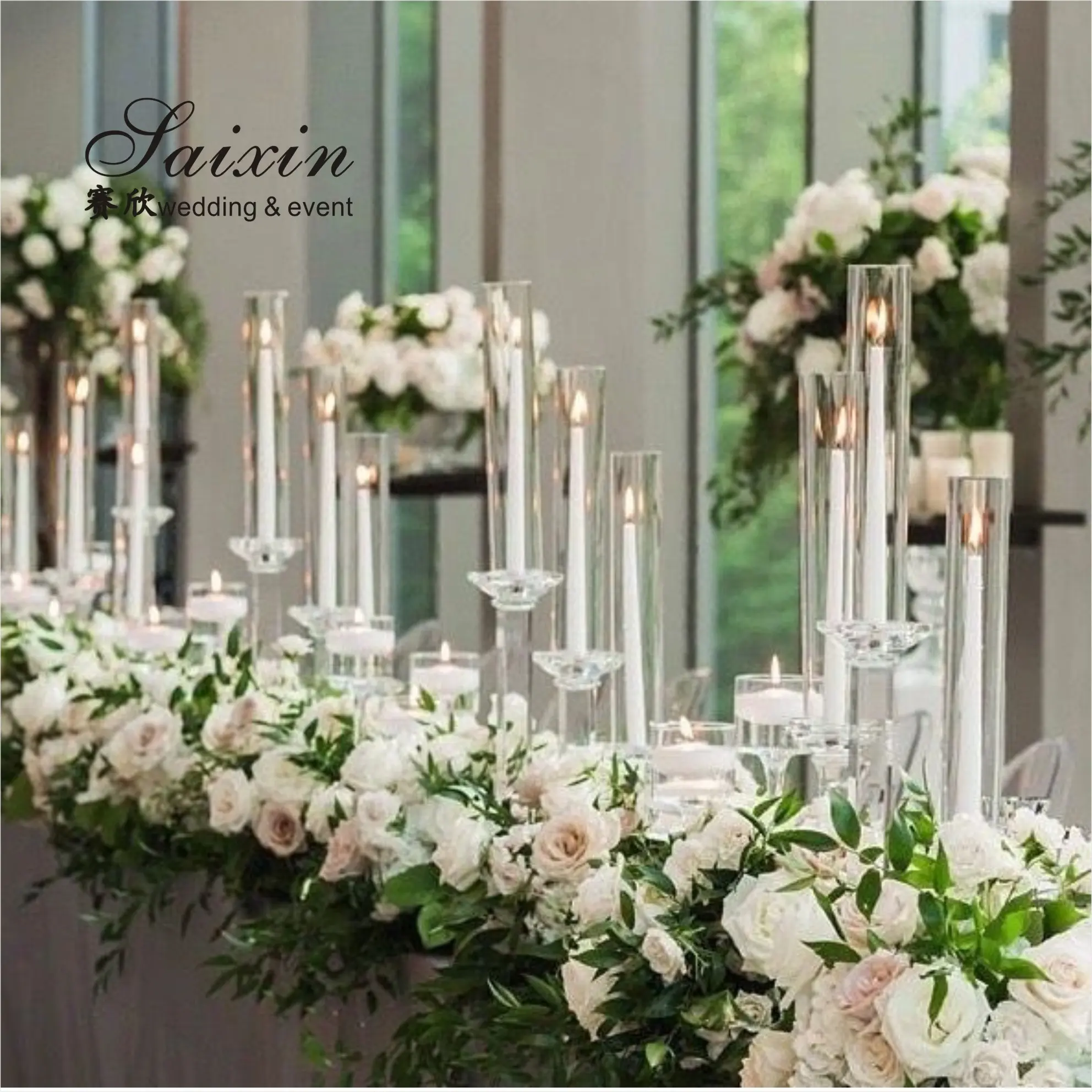 มาแรง! ชุดสูงคริสตัลพายุเฮอริเคนเชิงเทียนสำหรับงานแต่งงานโต๊ะ Centerpieces