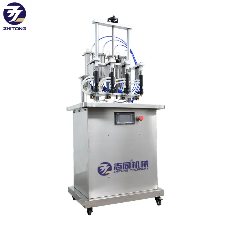 ZT Semi-automatic Perfume Filling Machine, 4 Nozzle Vacuum Liquid Filler, High Precision Essential Oil Bottles Fragrance Refill