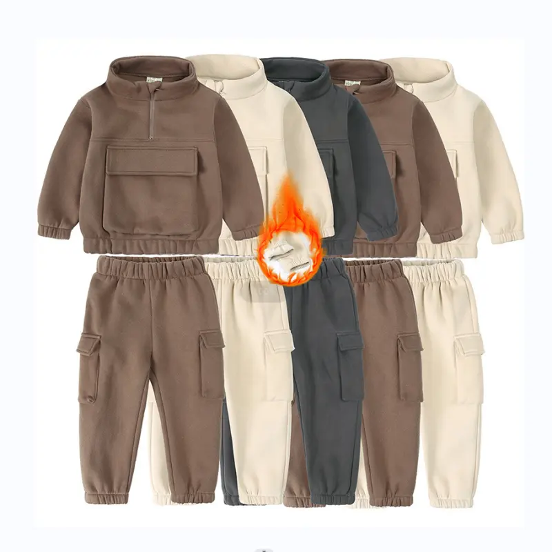 Felpa Unisex all'ingrosso bambini neonato due pezzi felpe con cappuccio tuta abiti Jogger set di abbigliamento per bambini per l'inverno