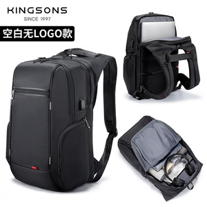 Kingsons Men's <b>Backpack</b> Black No Logo Large Capacity Water Resistant Computer <b>Compartment</b> Leisure Travel Shoulder Straps - Product Image 1