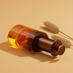 Botellas de vidrio de aceite esencial de suero para el crecimiento del cabello de pared gruesa ovalada plana de 30ml de alta calidad con tapa cuentagotas de pipeta de bomba de empuje plateada - Product Image 3