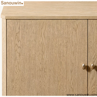 Buffet moderne en bois massif chêne clair à 4 portes, meuble de salle à manger pour hôtel, armoire de rangement