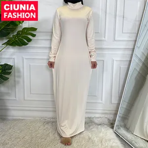 6532 # yüksek boyun sıkı uzun kollu İç elbise katı renkler yüksek kalite toptan bayanlar Abaya islami giyim Eid Dubai İslam