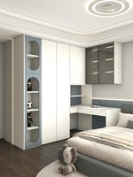 Armoire intégrée de luxe américaine et bureau d'étude combinés, meuble de rangement multifonctionnel sur mesure pour chambre et bureau