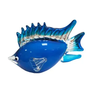 Glass Fish Decoration Murano-like Solid Color Glass Fish Figurine Decorative