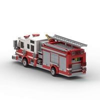 Camión de Bomberos de Bloques de Construcción, Modelo de Plástico ABS, Escala 1:12, Educativo, Disponible, Juguete de Construcción DIY, Set de Una Sola Pieza