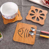 Sous-plat en bois isolant thermiquement, forme carrée ou ronde, créatif, antidérapant, pour la cuisine, utilisation domestique