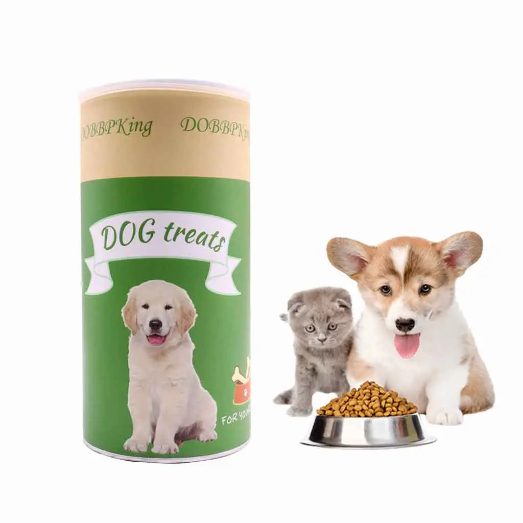 Tabung kopi kertas Biodegradable kosong bersegel komposit Kraft anjing makanan ringan tabung kemasan silinder dengan tutup logam