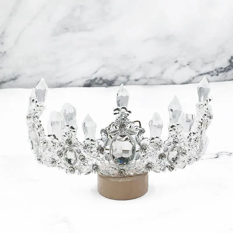 Yarışmasında kristal Cornas dekoratif De Metal 15cm Tiaras ve taçlar düğün Tiara gelin taç narin alaşım düğün aksesuarları