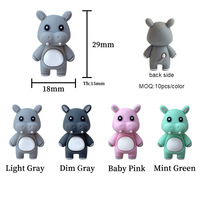 Stylos personnalisables sans BPA à perles interchangeables, motif animal de dessin animé Hippopotame, perles focales 3D en silicone pour stylos DIY, vente en gros
