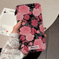 Étui de livre en TPU à motif de Rose rose scintillant Transparent pour iPhone 16 Pro 15 Plus 14 Promax avec poignée de téléphone de conception de dessin animé