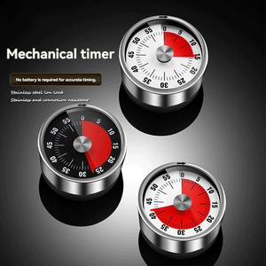Temporizador de acero inoxidable Visualización de cocina con recordatorio de tiempo magnético Temporizador mecánico portátil - Product Image 1