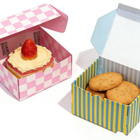 Boîtes d'emballage pour pâtisserie, biscuits et donuts en papier, personnalisables avec logo, vente en gros d'usine, bleu et rose