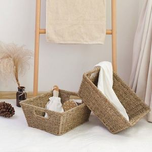 Cesta de Lavandería de Yute y Pasto Marino, Almacenamiento <span class=keywords><strong>para</strong></span> Ropa en Habitación Infantil, Redonda con Asas de Ratán, Estilo Coqueta - Product Image 5