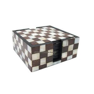 Dessous de verre carré en bois fait main pour thé et café avec support pour la pendaison de crémaillère de Table de cuisine à domicile - Product Image 1