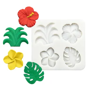 Rose Plumeria Hoa Monstera deliciosa Lá Silicone Sugarcraft Khuôn Nhựa Công Cụ Cupcake Fondant Bánh Trang Trí Công Cụ