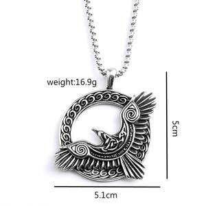 Collier pour homme Yunnique personnalisé en acier inoxydable, corbeau viking, nœud celtique, bicolore, mythologie nordique - Cadeau - Product Image 5