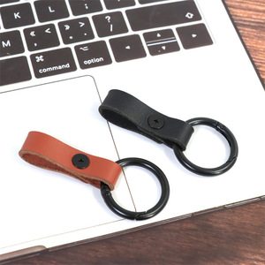 <b>Leather</b> <b>Keychain</b> Carabiner Oval Cowhide Keyring Durable Key Accessory - Product Image 1