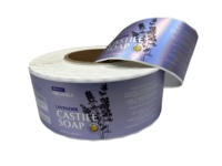 Autocollant adhésif holographique mat en PET imperméable et résistant à l'huile, emballage de savon liquide, forme oblongue, impression offset CMYK personnalisée