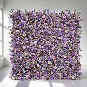 Colorful Silk Flower Wall <b>Backdrop</b> <b>With</b> <b>Stand</b>, Modern Floral Design For Wedding And Event - Product Image 2