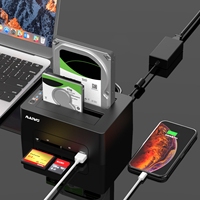 MAIWO 2 Bays Tool Free USB 2.5"/3.5" SATA HDD / SSD Docking Station Clone Duplicator HUB dengan Slot Kartu SD/TF