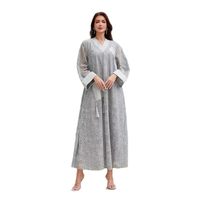 Nouvelle Abaya élégante en polyester respirant avec pendentif à pompon en maille, robe longue pour femme pour l'automne/le printemps