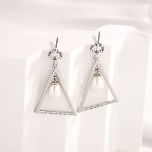 Kammy 6-6.5mm Triangle Élégant Naturel Perle D'eau Douce Boucle D'oreille En Argent Sterling Fine Jewelry 925 Boucles D'oreilles pour Femmes - Product Image 6