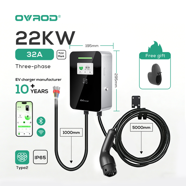 Ovrod 22KW Type2 EV Charger New Home Onebox 32A Input Current Electric Car Charger with AC IP65 for Electric Cars