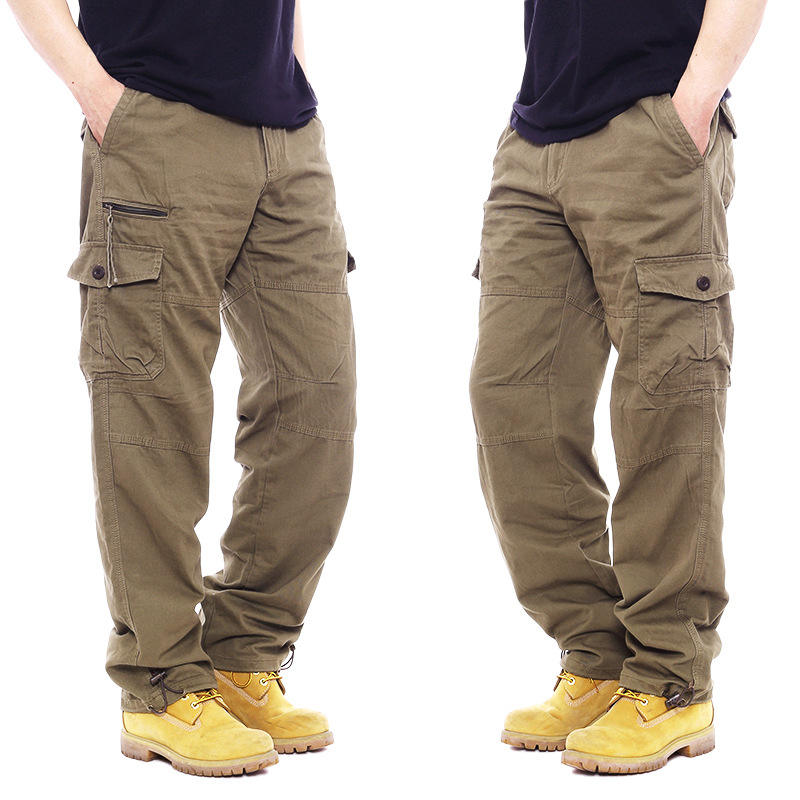 2022 New Multi Pockets Men Cotton Chino Cargo Pants Casual Fashion Mens Workout Plus Size Long Trouser Pant