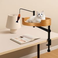 360 °   Lit de bureau surélevé pour chat, rotatif et réglable en hauteur, avec hamac et jouet pour chat