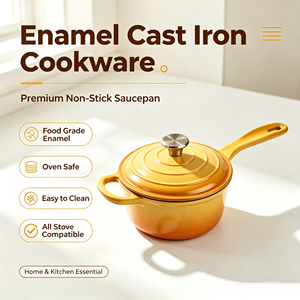 Casserole en <span class=keywords><strong>fonte</strong></span> <span class=keywords><strong>émaillée</strong></span> de 19 cm, homologuée LFGB et FDA, avec couvercle, mini-casserole à lait, compatible avec tous les types de cuisinières et fours, logo personnalisé OEM - Product Image 4