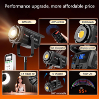 Éclairage photographique professionnel LED bicolore 300W 2700-6500K, éclairage continu pour photographie et vidéo, contrôle par application, 95+