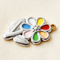 Liontin Bunga Enamel Baja Anti Karat Senmei, Aksesoris Tetesan Minyak, Bahan DIY untuk Kalung dan Gantungan Kunci