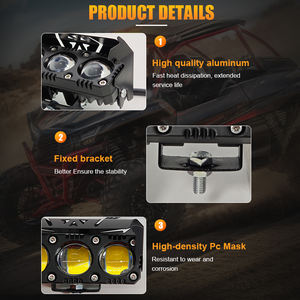 Phares LED à 6 lentilles Projecteur de <span class=keywords><strong>moto</strong></span> assisté 18W Blanc Jaune <span class=keywords><strong>Phare</strong></span> antibrouillard pour voiture tout-terrain Conduite électrique supplémentaire - Product Image 6