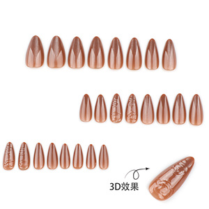 Vente en gros Private Label Moyenne Amande Cat Eye Press sur les ongles <span class=keywords><strong>Faux</strong></span> ongles élégants Fleur de colle sur les ongles Conseils - Product Image 3